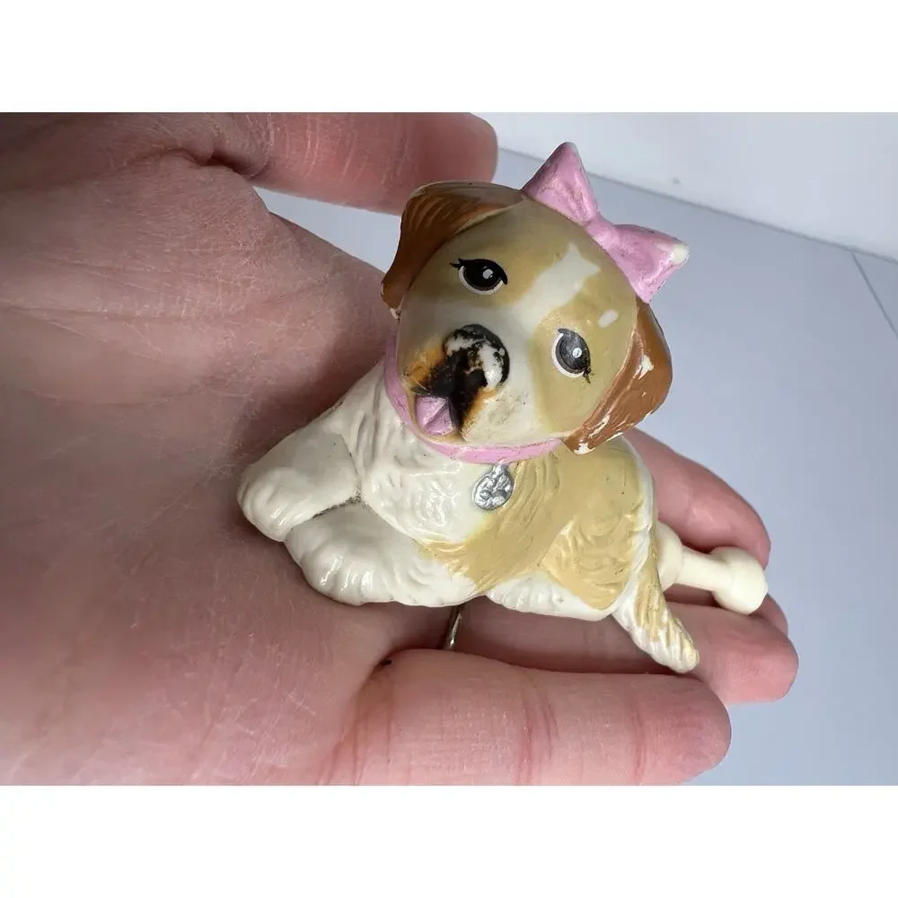Vtg Kenner Littlest Pet Shop Dog St. Bernard w/ Basket & Bone